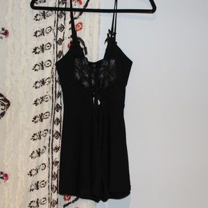 Black floral design romper